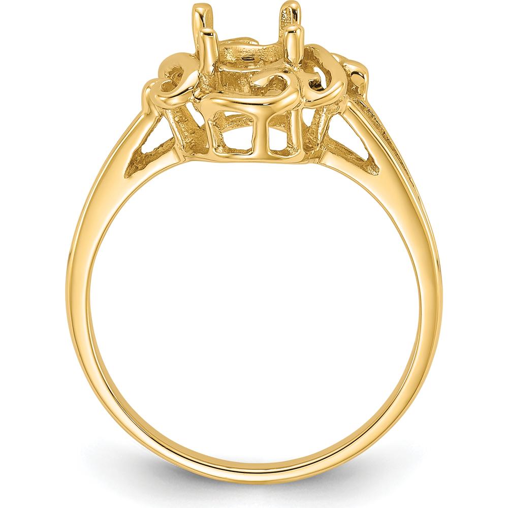 14K Yellow Gold 7x5mm Oval Gemstone Ring Mounting with Polished Vine Design by Monteluci Fine Jewelry
