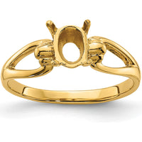 14K Yellow Gold 7x5mm Oval Gemstone Ring Mounting with Split Shank Design by Monteluci Fine Jewelry