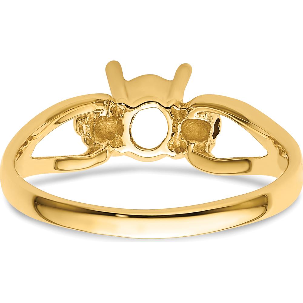 14K Yellow Gold 7x5mm Oval Gemstone Ring Mounting with Split Shank Design by Monteluci Fine Jewelry