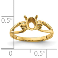 14K Yellow Gold 7x5mm Oval Gemstone Ring Mounting with Split Shank Design by Monteluci Fine Jewelry