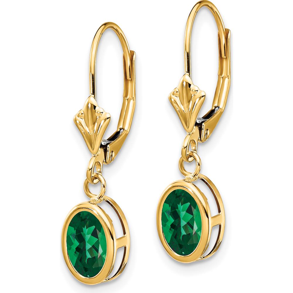 14K Yellow Gold 7x5mm Oval Mount St. Helens Leverback Earrings - 1 Carat Total Helenite Weight by Monteluci Fine Jewelry
