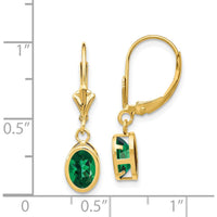 14K Yellow Gold 7x5mm Oval Mount St. Helens Leverback Earrings - 1 Carat Total Helenite Weight by Monteluci Fine Jewelry