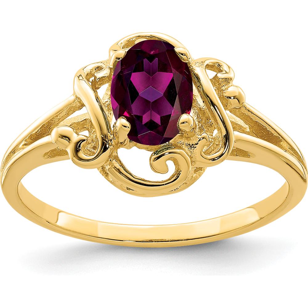 14K Yellow Gold 7x5mm Oval Rhodolite Garnet Filigree Ring - 1.05 Carat Natural Gemstone by Monteluci Fine Jewelry