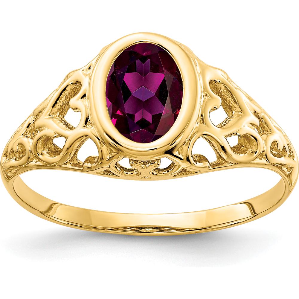 14K Yellow Gold 7x5mm Oval Rhodolite Garnet Ring - 1.05 Carat Total Gemstone Weight by Monteluci Fine Jewelry