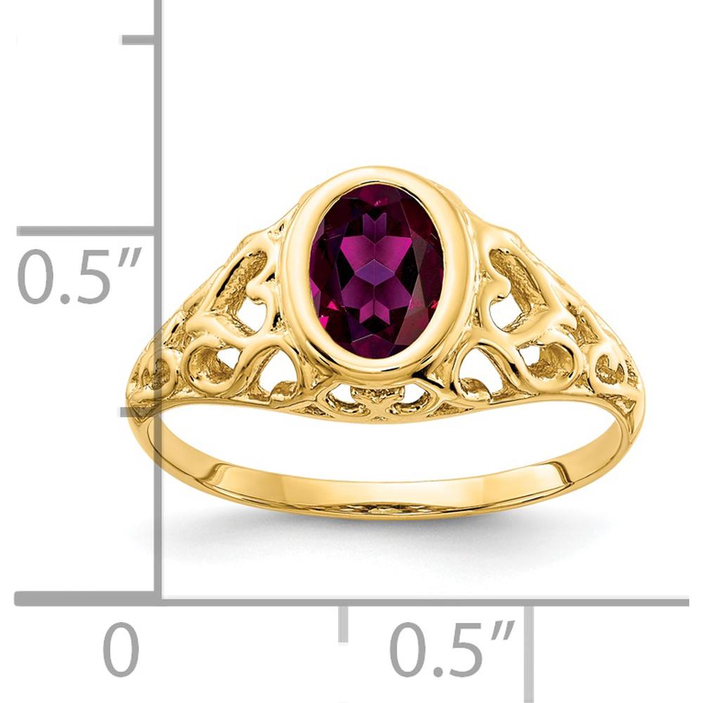 14K Yellow Gold 7x5mm Oval Rhodolite Garnet Ring - 1.05 Carat Total Gemstone Weight by Monteluci Fine Jewelry