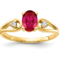 14K Yellow Gold 7x5mm Oval Ruby and Round Diamond Split Shank Ring - 1.125 Carat Total Gem Weight by Monteluci Fine Jewelry