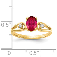 14K Yellow Gold 7x5mm Oval Ruby and Round Diamond Split Shank Ring - 1.125 Carat Total Gem Weight by Monteluci Fine Jewelry