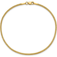 14K Yellow Gold 8" 1.3mm Franco Chain Bracelet with Lobster Clasp by Oro Pregiato