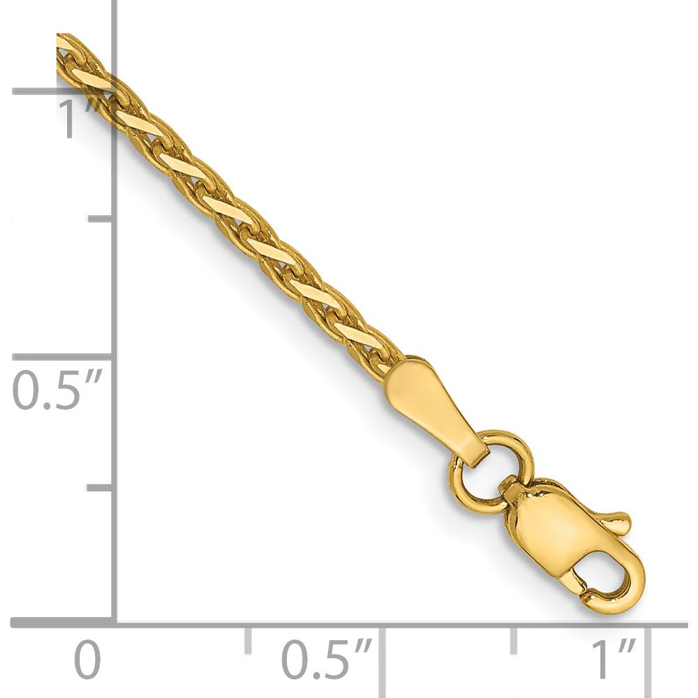 14K Yellow Gold 8" 1.9mm Diamond-Cut Parisian Wheat Chain Bracelet with Lobster Clasp by Oro Pregiato