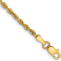 14K Yellow Gold 8" 2.25mm Diamond-Cut Quadruple Rope Chain Bracelet with Lobster Clasp by Oro Pregiato