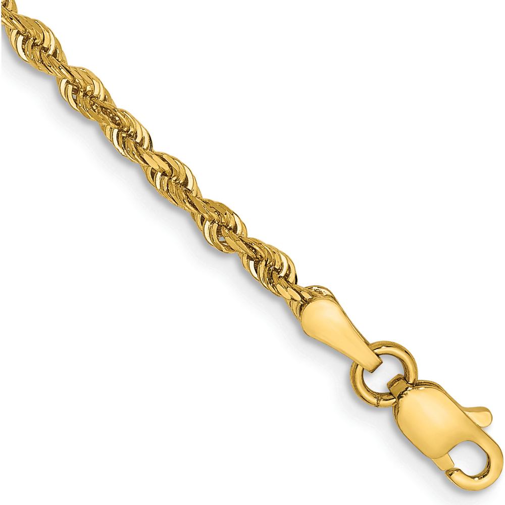 14K Yellow Gold 8" 2.25mm Diamond-Cut Quadruple Rope Chain Bracelet with Lobster Clasp by Oro Pregiato