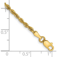 14K Yellow Gold 8" 2.25mm Diamond-Cut Quadruple Rope Chain Bracelet with Lobster Clasp by Oro Pregiato
