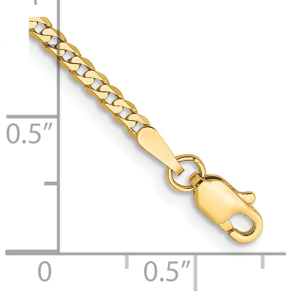 14K Yellow Gold 8" 2.2mm Flat Beveled Curb Bracelet with Lobster Clasp by Oro Pregiato