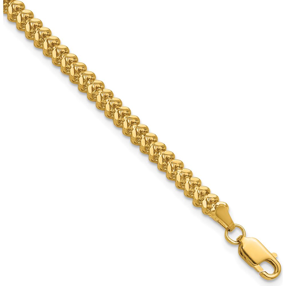 14K Yellow Gold 8" 2.5mm Franco Chain Bracelet with Lobster Clasp by Oro Pregiato