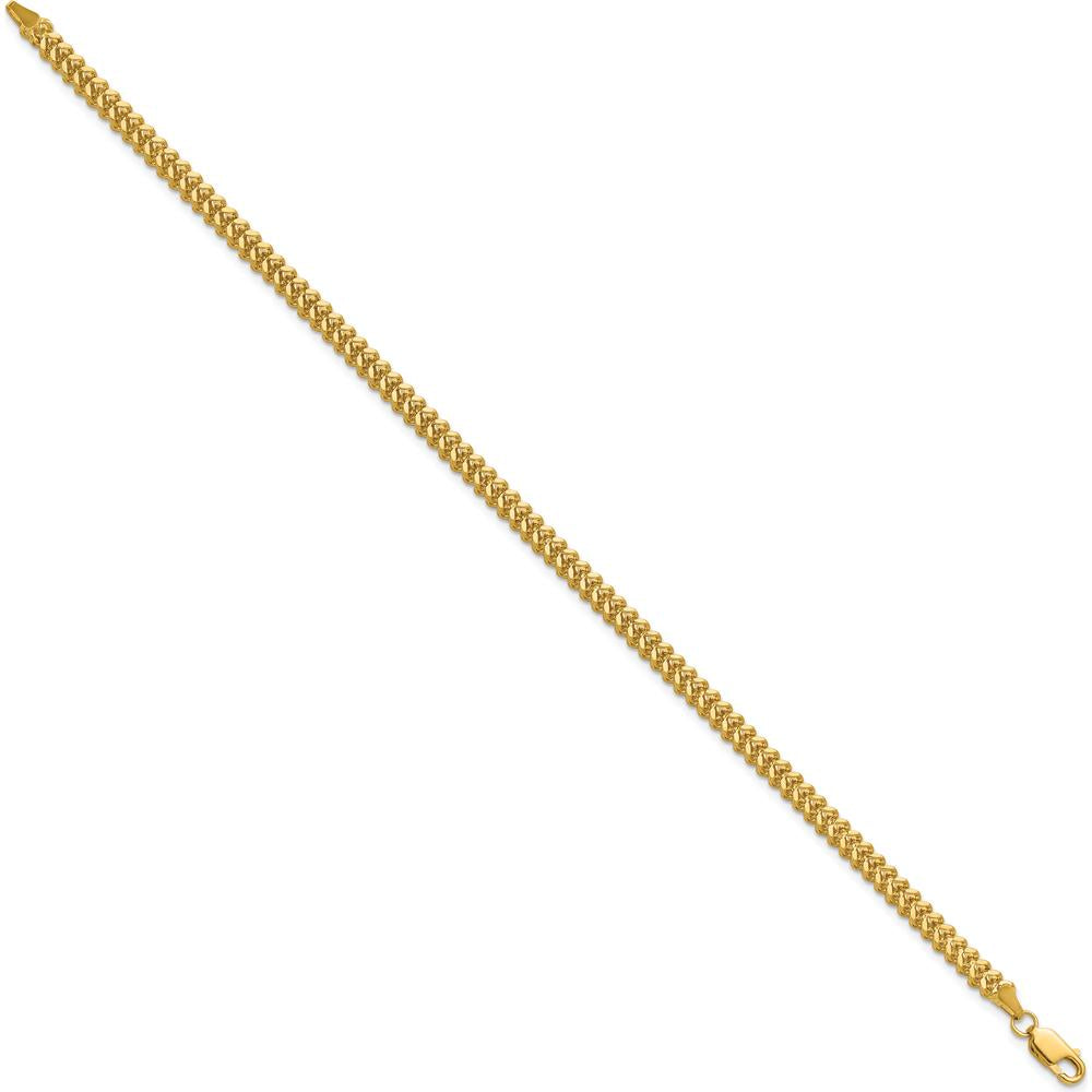 14K Yellow Gold 8" 2.5mm Franco Chain Bracelet with Lobster Clasp by Oro Pregiato