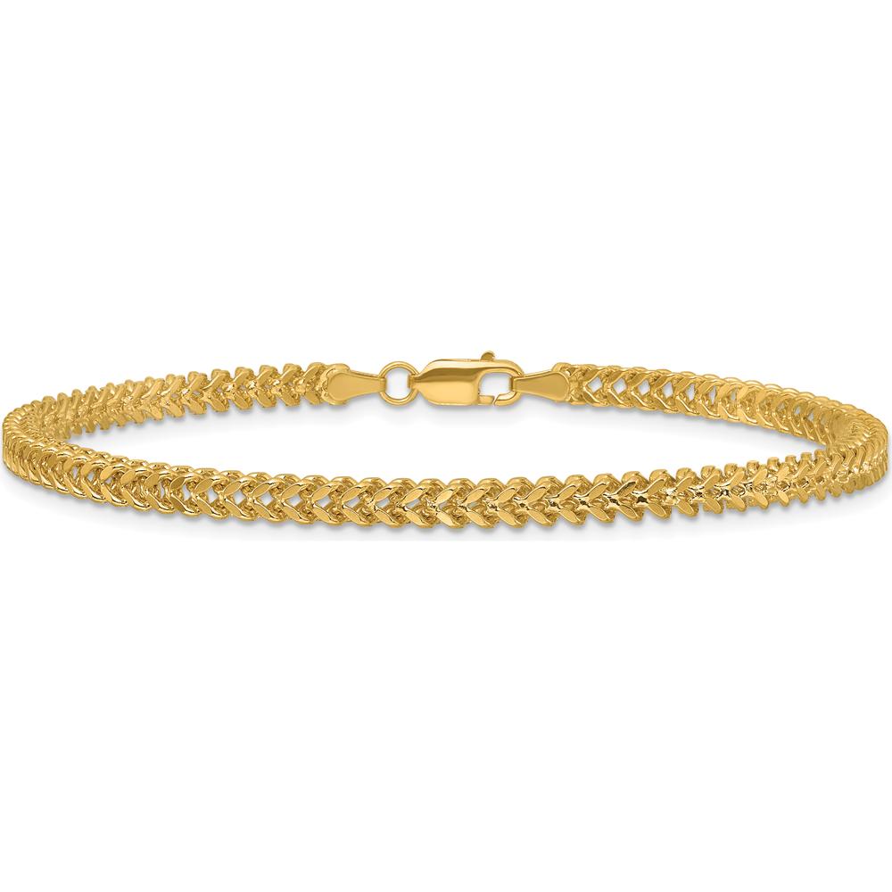 14K Yellow Gold 8" 2.5mm Franco Chain Bracelet with Lobster Clasp by Oro Pregiato
