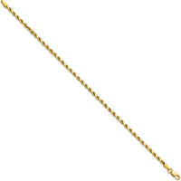 14K Yellow Gold 8" 2.5mm Semi-Solid Diamond-Cut Rope Chain with Lobster Clasp by Oro Pregiato
