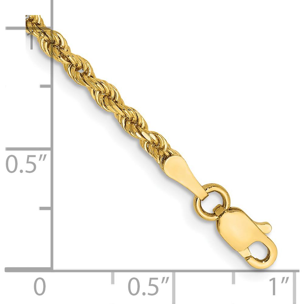 14K Yellow Gold 8" 2.5mm Semi-Solid Diamond-Cut Rope Chain with Lobster Clasp by Oro Pregiato