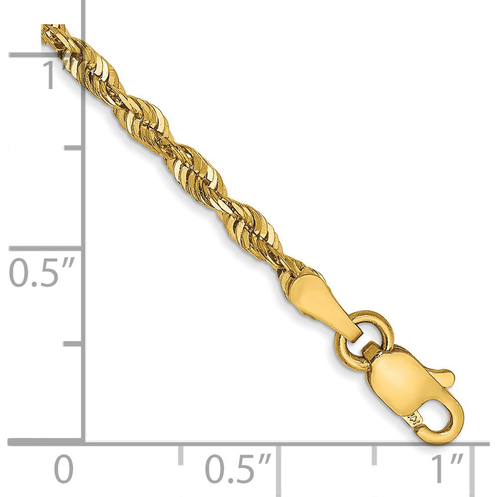 14K Yellow Gold 8" 2.5mm Ultra Diamond-Cut Rope Chain with Lobster Clasp by Oro Pregiato
