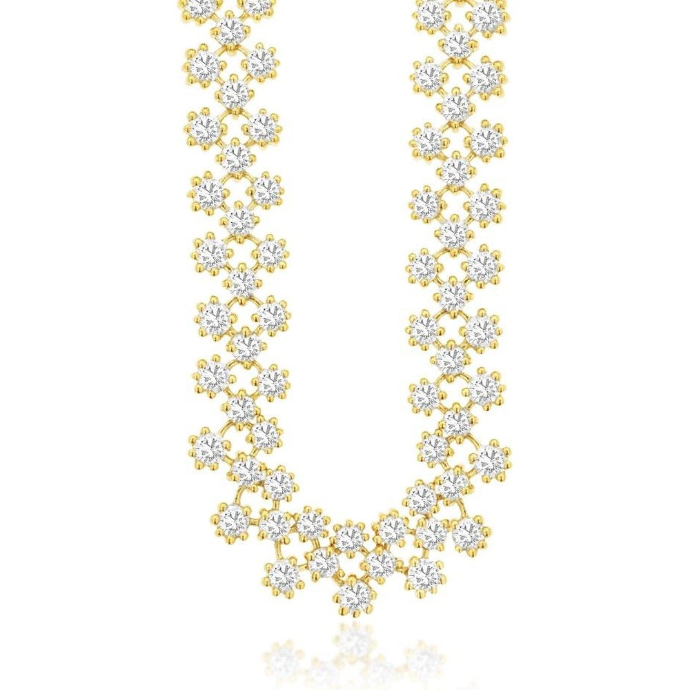 14K Yellow Gold 8.2 Carat Tennis Necklace with Prong-Set Round Brilliant Diamonds - Royal Jewelry