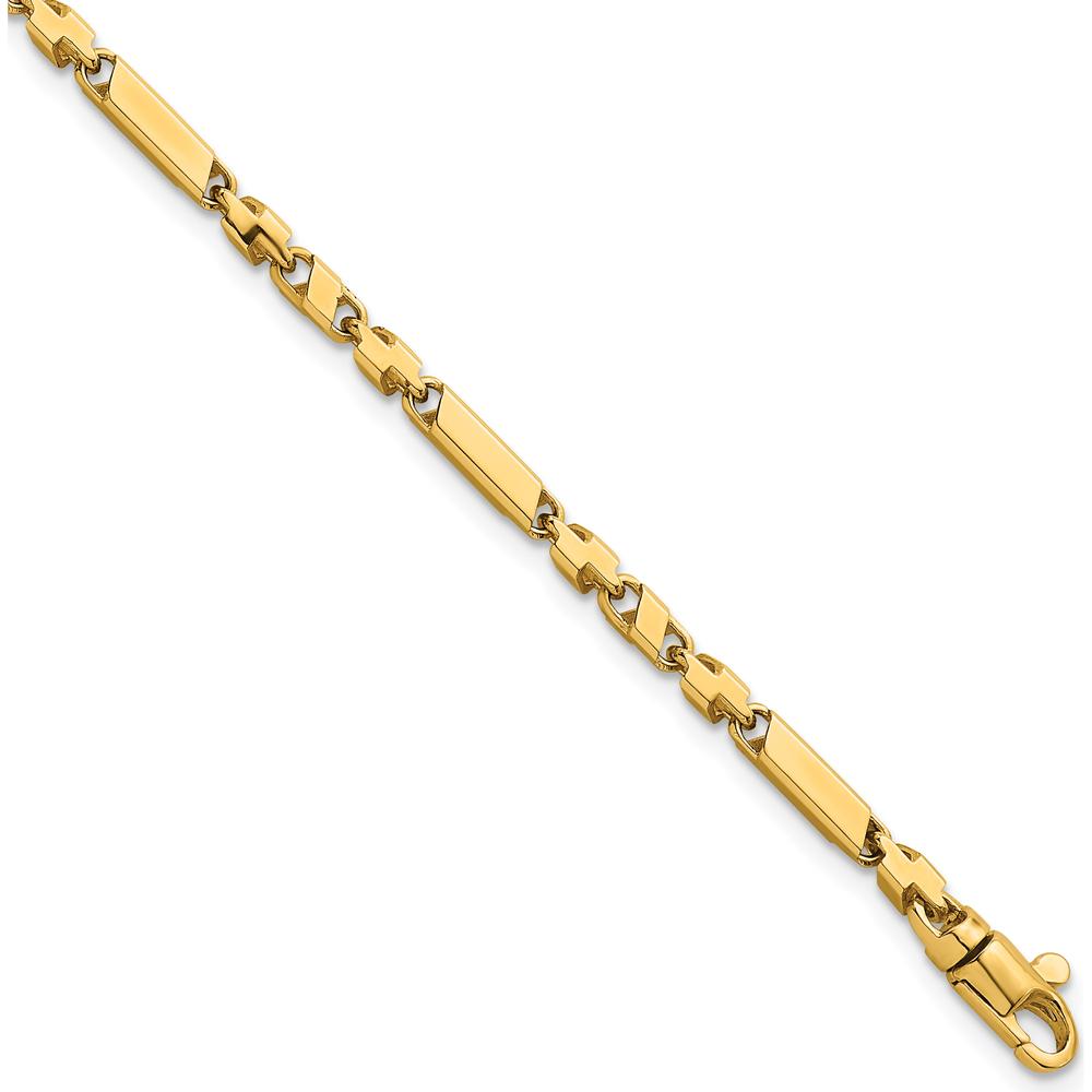 14K Yellow Gold 8.25" Polished Fancy Bar Link Bracelet with Lobster Clasp - 2.61mm Width by 0