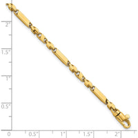 14K Yellow Gold 8.25" Polished Fancy Bar Link Bracelet with Lobster Clasp - 2.61mm Width by 0