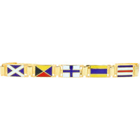 14K Yellow Gold 8.25" Sailing Flag Link Bracelet with Vibrant Enamel Inlays - 18.55g Total Weight