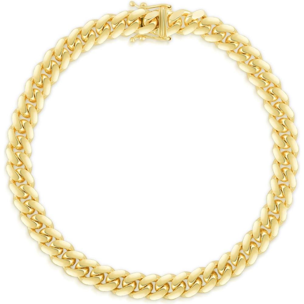 14K Yellow Gold 8.2mm Classic Miami Cuban Bracelet with Box Lock - 8.5" by Orozza Fine Jewelry