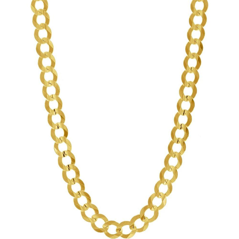 14K Yellow Gold 8.2mm Curb Link Comfort Chain Necklace - 24" by Orozza Fine Jewelry