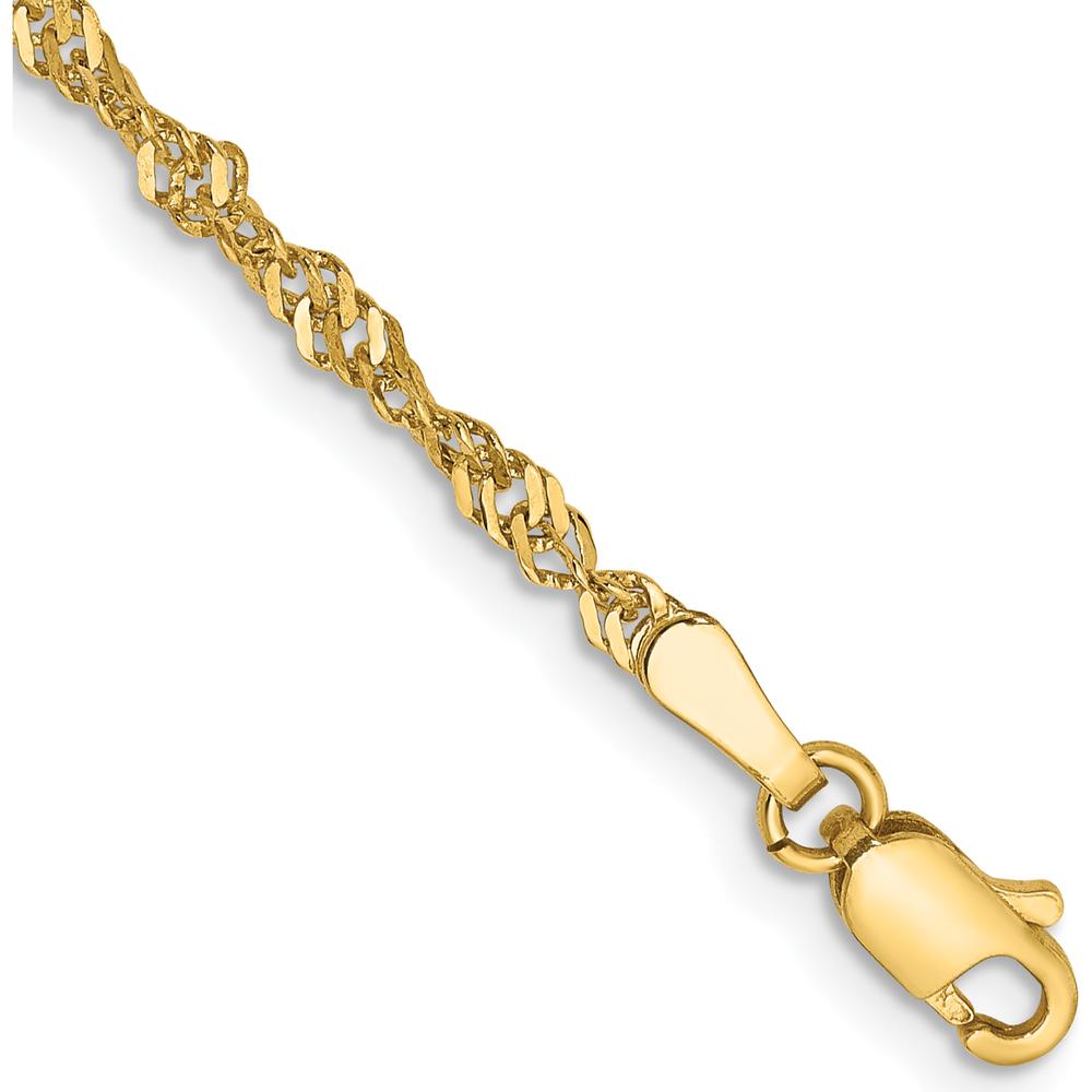 14K Yellow Gold 8" 2mm Singapore Chain Bracelet with Lobster Clasp by Oro Pregiato