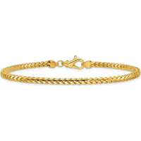 14K Yellow Gold 8" 3mm Franco Chain Bracelet with Fancy Lobster Clasp by Oro Pregiato