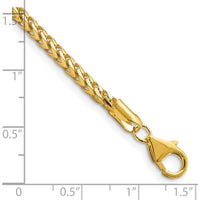 14K Yellow Gold 8" 3mm Franco Chain Bracelet with Fancy Lobster Clasp by Oro Pregiato