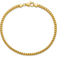 14K Yellow Gold 8" 3mm Franco Chain Bracelet with Fancy Lobster Clasp by Oro Pregiato