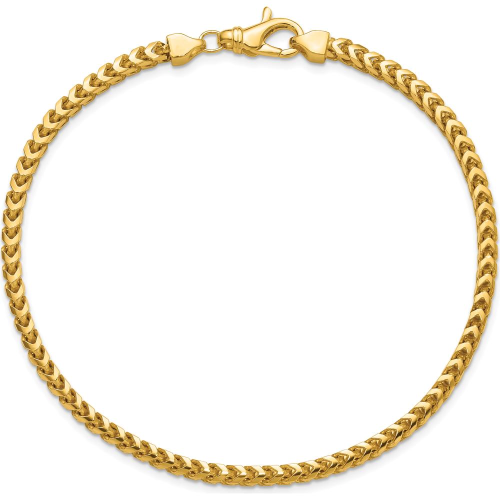 14K Yellow Gold 8" 3mm Franco Chain Bracelet with Fancy Lobster Clasp by Oro Pregiato