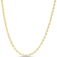 14K Yellow Gold 8" 3mm Polished Silk Rope Chain Necklace with Lobster Clasp by Orozza Fine Jewelry