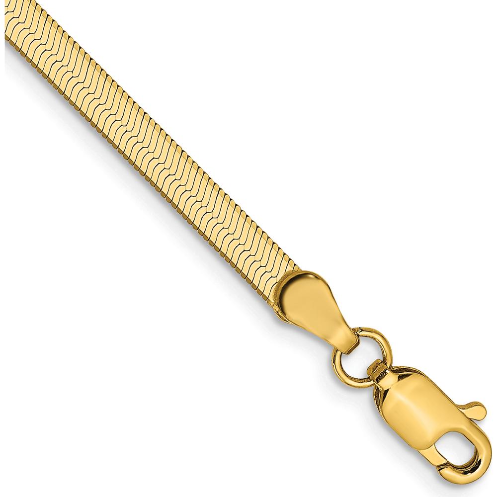 14K Yellow Gold 8" 3mm Silky Herringbone Bracelet with Lobster Clasp by 0