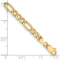 14K Yellow Gold 8" 4.2mm Semi-Solid Figaro Chain Bracelet with Lobster Clasp by Oro Pregiato