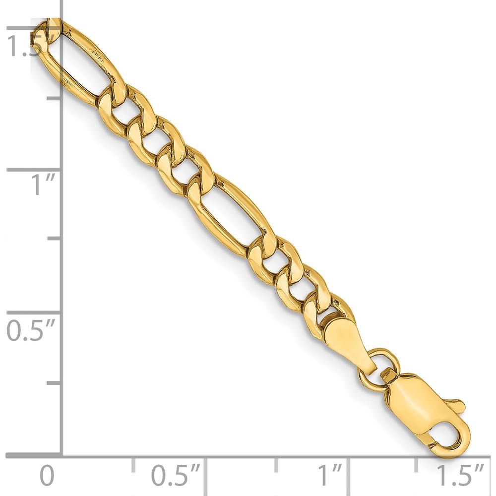 14K Yellow Gold 8" 4.2mm Semi-Solid Figaro Chain Bracelet with Lobster Clasp by Oro Pregiato