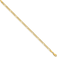 14K Yellow Gold 8" 4mm Concave Open Figaro Bracelet with Lobster Clasp by Oro Pregiato