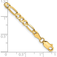 14K Yellow Gold 8" 4mm Concave Open Figaro Bracelet with Lobster Clasp by Oro Pregiato