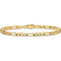 14K Yellow Gold 8" 4mm Concave Open Figaro Bracelet with Lobster Clasp by Oro Pregiato