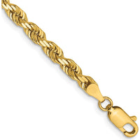 14K Yellow Gold 8" 4mm Diamond-Cut Rope Chain with Lobster Clasp by Oro Pregiato