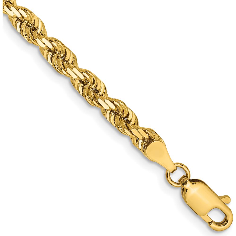 14K Yellow Gold 8" 4mm Diamond-Cut Rope Chain with Lobster Clasp by Oro Pregiato