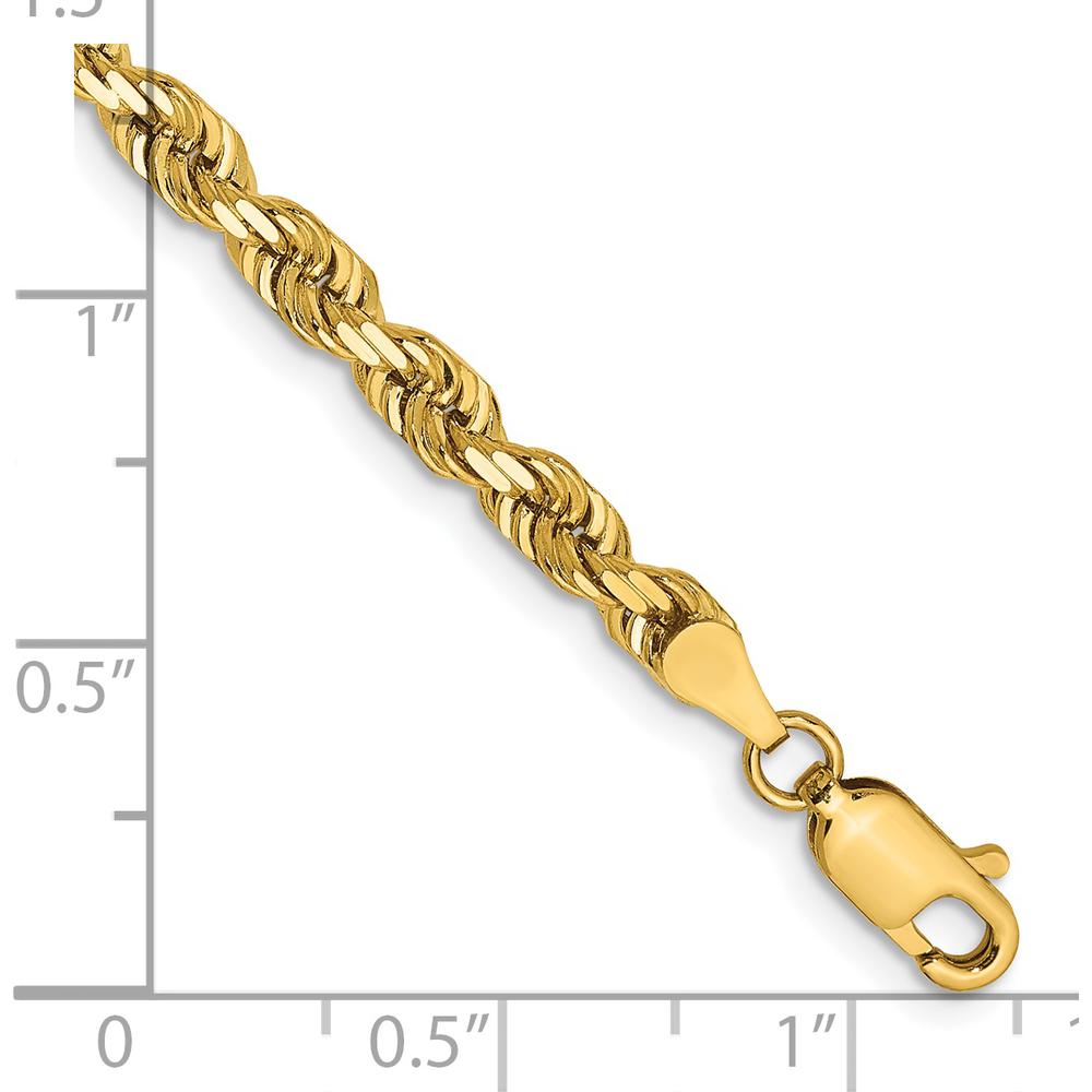 14K Yellow Gold 8" 4mm Diamond-Cut Rope Chain with Lobster Clasp by Oro Pregiato