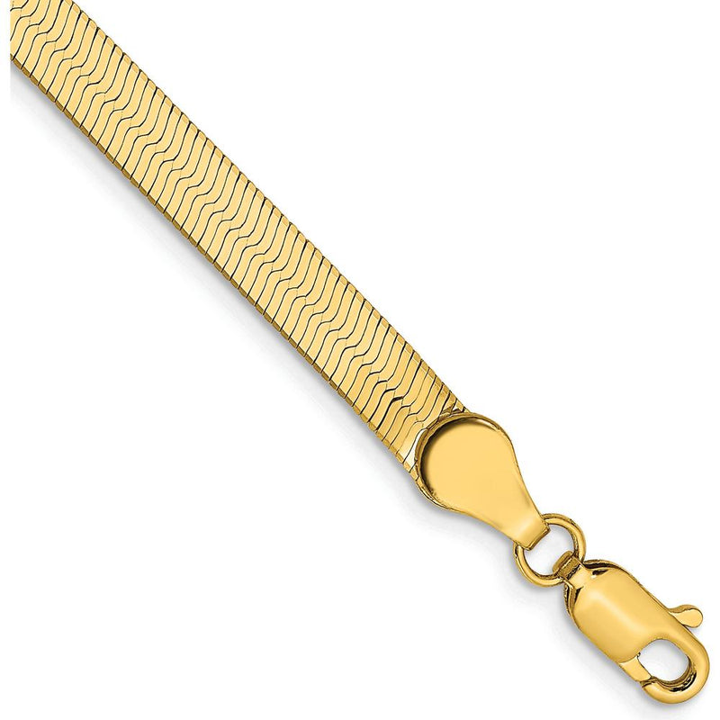 14K Yellow Gold 8" 4mm Herringbone Bracelet with Lobster Clasp by 0