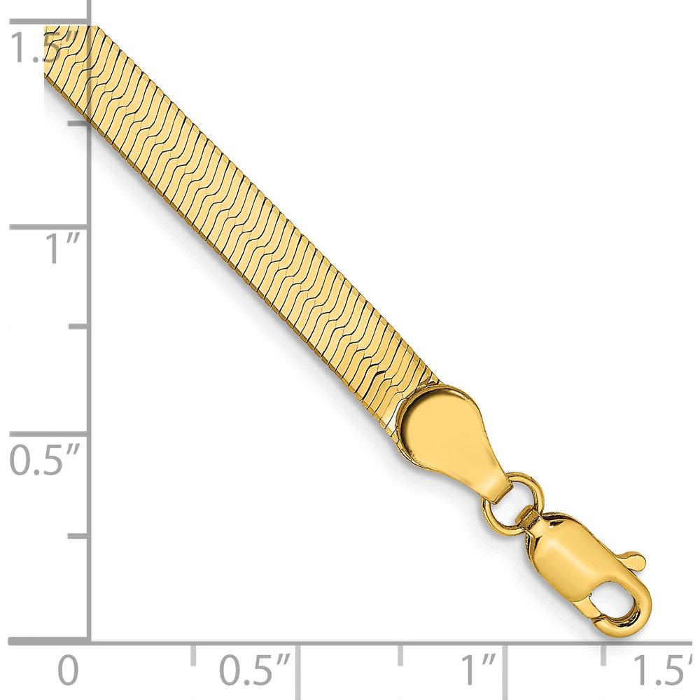 14K Yellow Gold 8" 4mm Herringbone Bracelet with Lobster Clasp by 0