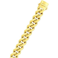 14K Yellow Gold 8.5" 13.5mm Polished Miami Cuban Link Bracelet with Secure Box Clasp by Orozza Fine Jewelry