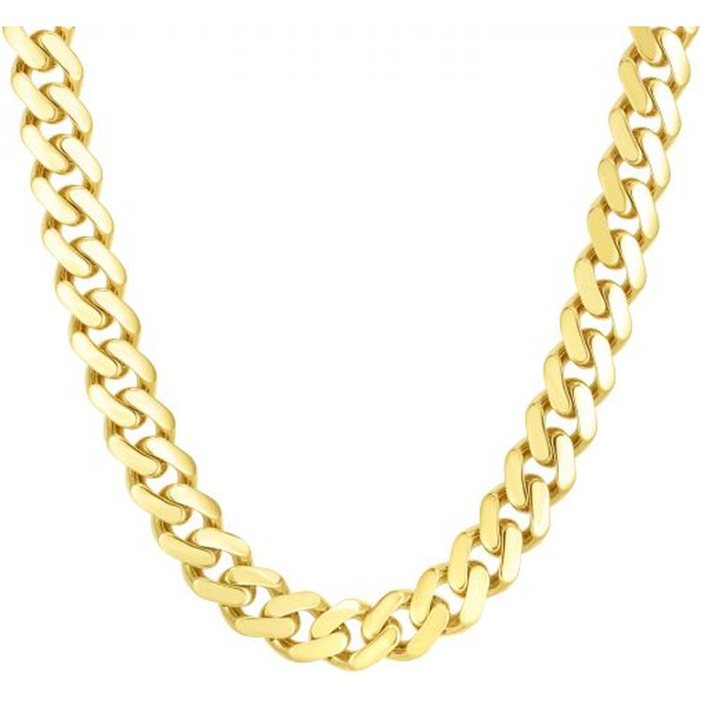 14K Yellow Gold 8.5" 13.5mm Polished Miami Cuban Link Bracelet with Secure Box Clasp by Orozza Fine Jewelry