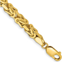 14K Yellow Gold 8" 5.25mm Byzantine Chain Bracelet with Lobster Clasp by Oro Pregiato