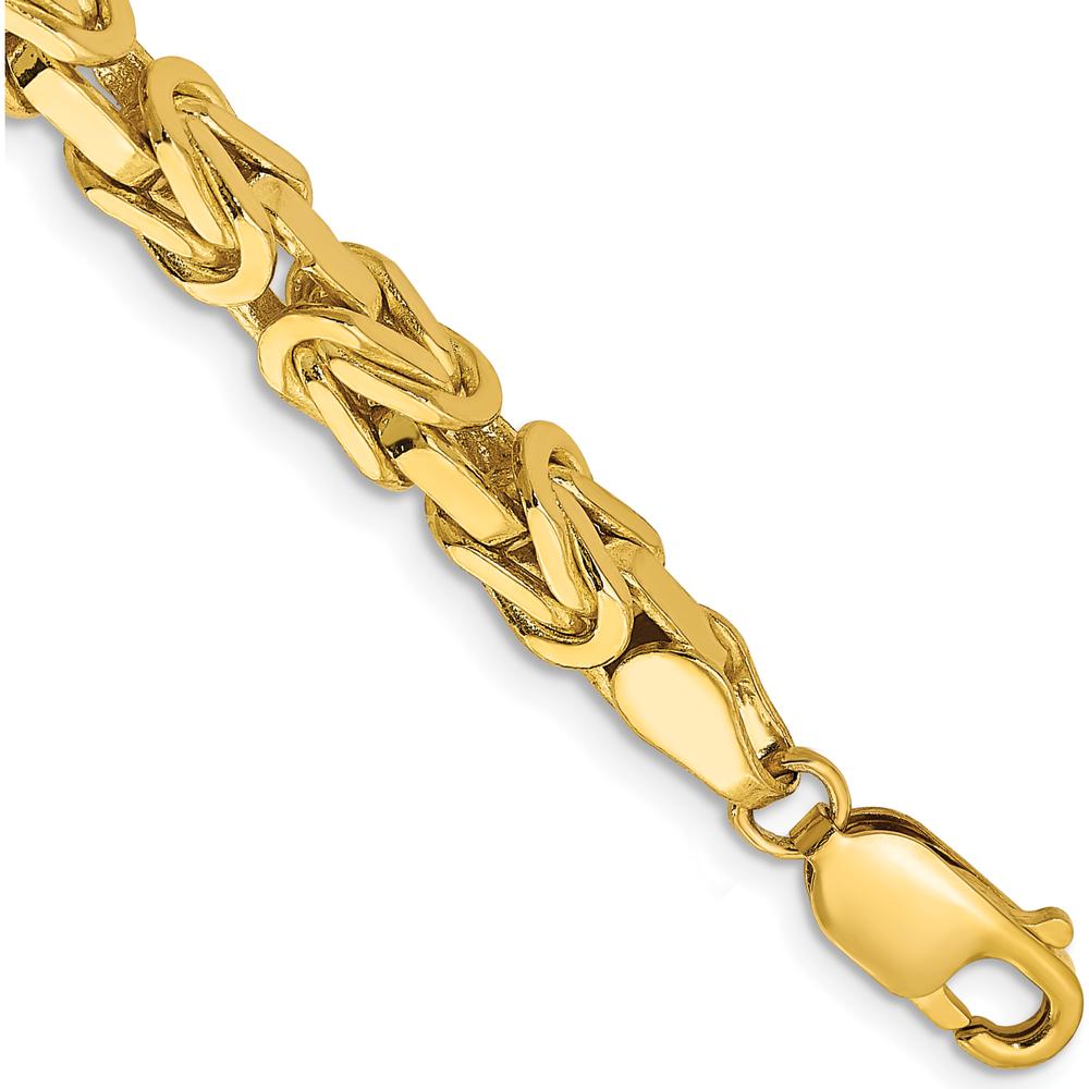 14K Yellow Gold 8" 5.25mm Byzantine Chain Bracelet with Lobster Clasp by Oro Pregiato